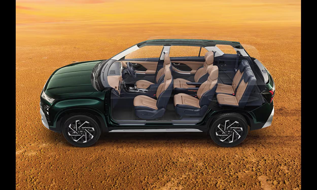Hyundai alcazar seats aerial View