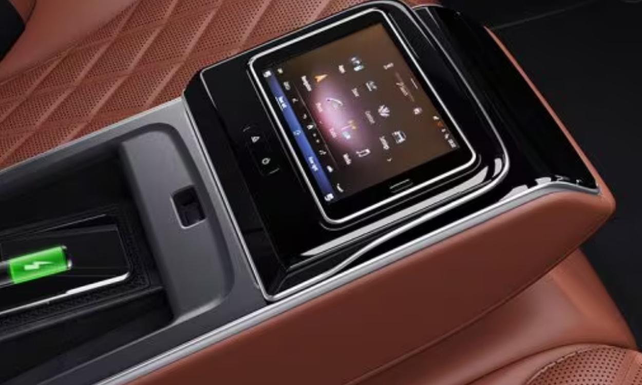 Mercedes amg s class wireless charging system for mobile devices in the rear