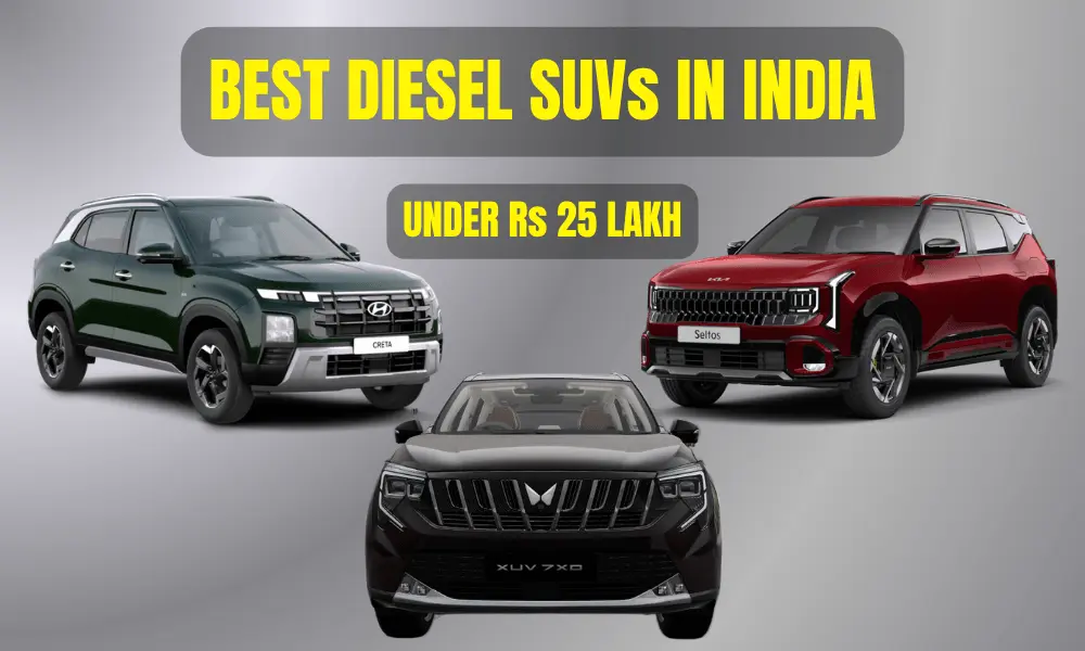 Best Diesel SUVs Under Rs 25 Lakh In India अगर आप रु.25 लाख से कम कीमत वाली डीज़ल SUV की तलाश में हैं, तो यहाँ कुछ बेहतरीन विकल्प दिए गए हैं.