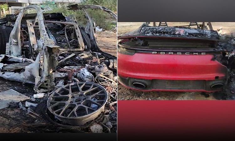 Speeding Porsche Burns To Ashes After Hitting A tree In Gurugram जानकारी के मुताबिक कार पेड़ से टकराने से पहले डिवाइडर से भी टकराई थी.