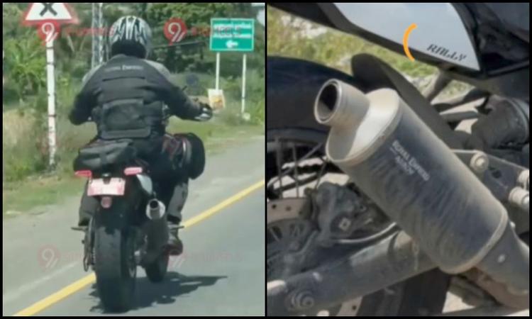 Royal Enfield Himalayan Rally Spotted On Test रॉयल एनफील्ड हिमालयन रैली के परीक्षण मॉडल में किनारे पर रैली स्टिकर और एक रैली टेल काउल मिलता है.