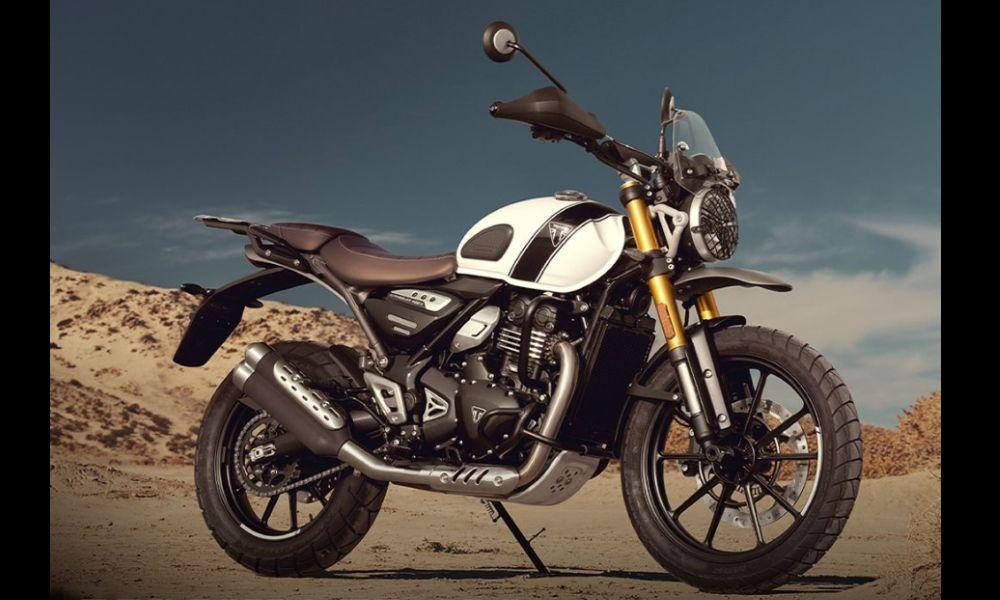Triumph Scrambler 400 X Offered With Free Accessories Worth ₹ 12,500 सीमित अवधि की पेशकश 31 दिसंबर, 2024 तक वैध है.