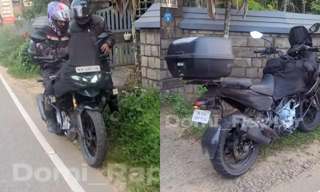 आगामी 300 सीसी टीवीएस एडवेंचर मोटरसाइकिल टैस्टिंग के दौरान दिखी मोटरसाइकिल, जिसे RTX 300 कहा जाने की उम्मीद है, संभवतः टीवीएस के नए 300 सीसी इंजन के साथ आएगी.