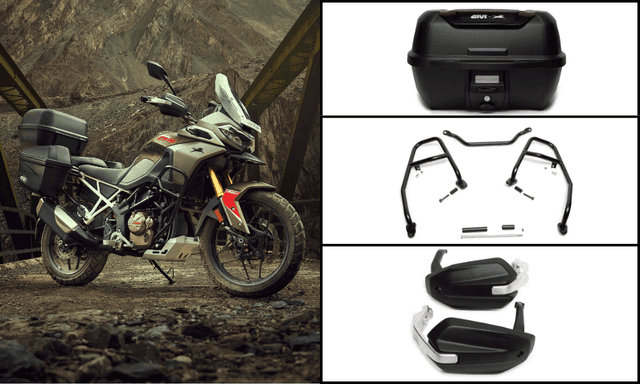 ब्रांड GIVI साइड पैनियर्स और टॉप बॉक्स, फ्रंट बीक, टैंक गार्ड और बहुत कुछ पेश कर रहा है.
