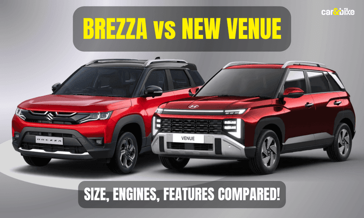 New Hyundai Venue vs Maruti Suzuki Brezza: Size, Features, Engines, Prices Compared दूसरी पीढ़ी की वेन्यू, सब-कॉम्पैक्ट एसयूवी सेगमेंट में बाजार हिस्सेदारी हासिल करने के लिए ह्यून्दे द्वारा एक नया प्रयास है, लेकिन इसकी तुलना सेगमेंट की दिग्गज मारुति ब्रेज़ा से कैसे की जाती है?