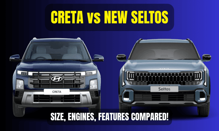 New Kia Seltos vs Hyundai Creta: Dimensions, Engines, Features Compared दूसरी पीढ़ी की सेल्टॉस अपने साथ कुछ खास बदलाव लेकर आई है - प्लेटफॉर्म, साइज़ और टेक्नोलॉजी के मामले में, लेकिन यह सेगमेंट लीडर - ह्यून्दे क्रेटा से कितनी अलग है?