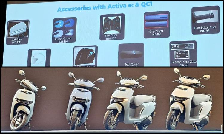 Honda Activa e: And QC1 Electric Scooters Accessories Revealed सूची में कुल 12 सहायक फीचर्स शामिल हैं, जिनमें सबसे महंगा फ्रंक है, जिसकी कीमत रु.2,450 है.