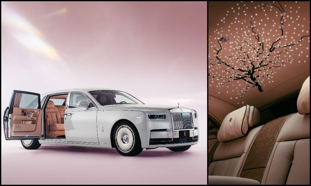 One-Off Rolls-Royce Phantom Cherry Blossom Commemorates Japan’s Sakura Season बीस्पोक फैंटम में केबिन के भीतर चेरी ब्लॉसम और जापान की फूल देखने की परंपरा से प्रेरित अनूठी कढ़ाई की गई है.