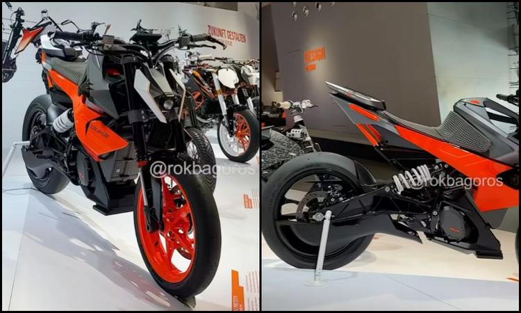 KTM E-Duke Electric Prototype Makes First Public Appearance तीन वर्ष पहले एक प्रस्तुति से मिले चित्र से यह पुष्टि हुई थी कि ई-ड्यूक पर काम चल रहा है.