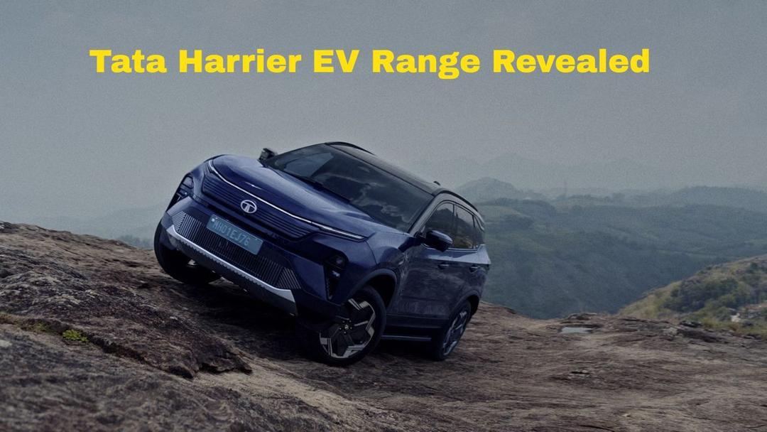 Tata Harrier EV Claimed Range Revealed Across All Variants दो बैटरी विकल्पों और एक AWD विकल्प के साथ, हैरियर EV की ड्राइविंग रेंज बैटरी पैक और वेरिएंट पर अलग होती है.