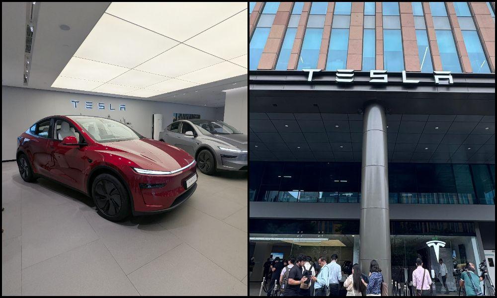 Tesla Opens Second India Showroom In Delhi भारत में दूसरा टेस्ला शोरूम एयरोसिटी के वर्ल्डमार्क में स्थित है,