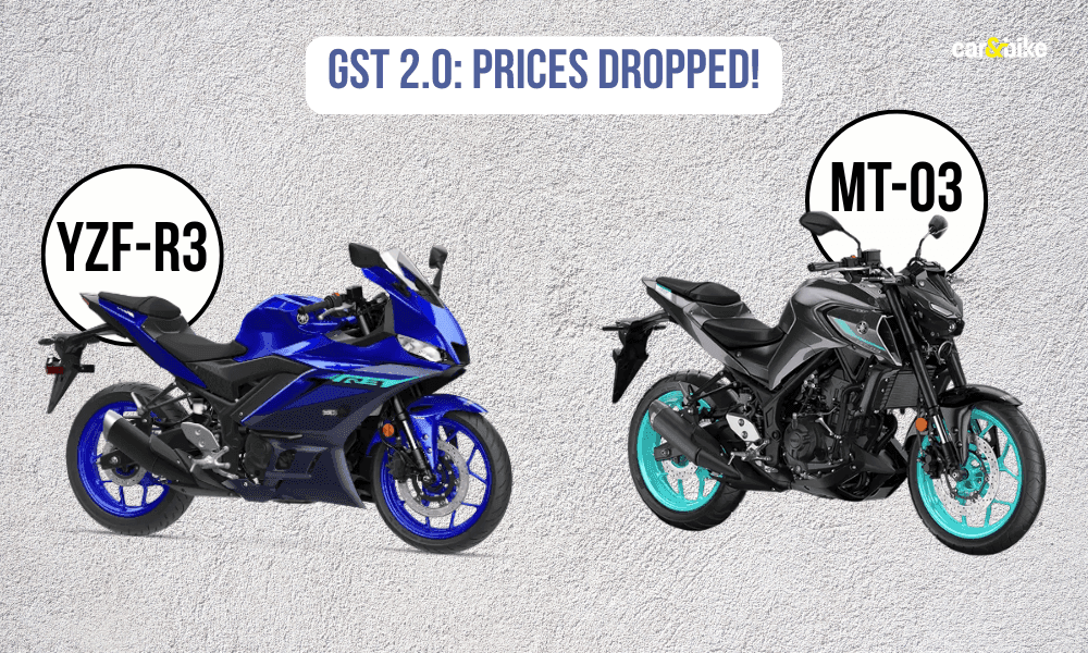 GST 2.0: Yamaha YZF-R3, MT-03 Prices Fall By Over Rs 20,000 R3 की कीमत अब रु.3.39 लाख है, जबकि एमटी-03 की कीमत रु.3.30 लाख (एक्स-शोरूम) है.