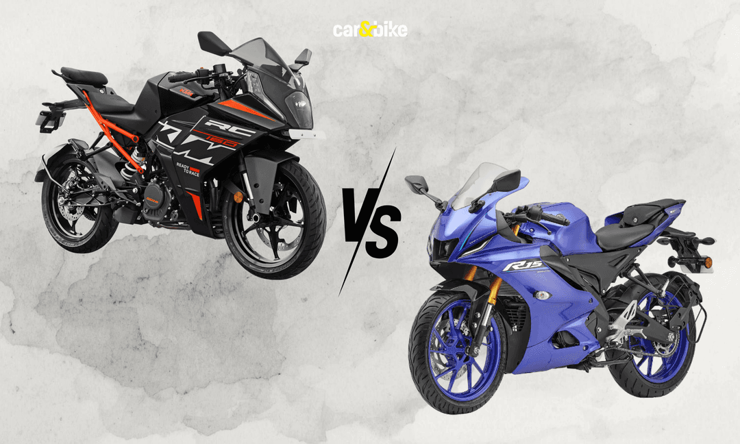 KTM RC 160 vs Yamaha R15: Specifications, Features, Prices Compared एंट्री-लेवल स्पोर्ट्सबाइक सेगमेंट में KTM की नई RC 160 का मुकाबला यामाहा R15 से है. आइए देखते हैं कि कागज़ पर दोनों बाइक्स कैसी हैं.
