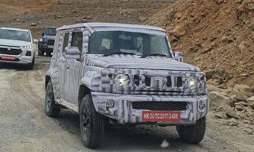 5 दरवाज़ों वाली मारुति सुजुकी जिम्नी को लद्दाख में टैस्टिंग के दौरान देखा गया 5 दरवाज़ों वाली मारुति सुजुकी जिम्नी को लद्दाख में टैस्टिंग के दौरान देखा गया