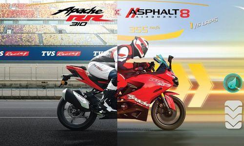Now You Can Virtually Ride The TVS Apache RR 310 in Gameloft’s Asphalt 8: Airborne टीवीएस मोटर कंपनी ने भारत में ब्रांडों के लिए गेमलोफ्ट के साथ साझेदारी की है. इसके हिस्से के रूप में, टीवीएस अपाचे आरआर 310 गेमलोफ्ट के एसफॉल्ट 8: एयरबॉर्न में एक ऐसी बाइक के रूप में दिखाई देगी, जिस पर खिलाड़ी सवारी कर सकते हैं.