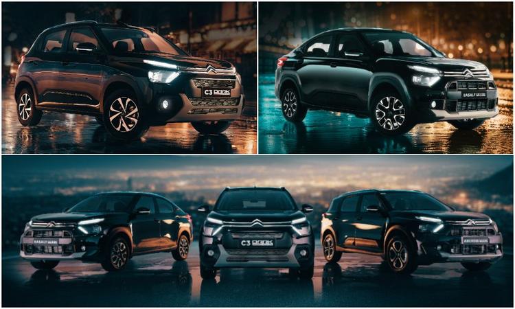 Citroen Basalt, C3 And Aircross Dark Editions Launched In India सभी डार्क एडिशन मॉडल में डार्क क्रोम एक्सेंट के साथ पर्ला नेरा ब्लैक पेंट जॉब की सुविधा है; लेदरेट सीट कवर के साथ ऑल-ब्लैक कैबिन भी शामिल है.