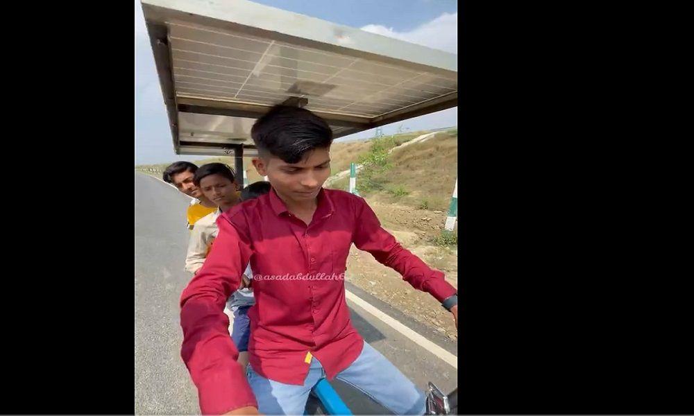 Man Makes 7-Seater Solar-Powered Two Wheeler In Only Rs. 10000, Video Viral 7 सीटर दोपहिया वाहन युवक द्वारा बनाया गया है और उसका दावा है कि यह एक बार में 200 किलोमीटर तक चलने में सक्षम है.